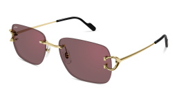 Shop Cartier Signature C de Cartier Rimless Rectangle Sunglasses in Gold online.