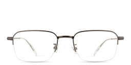 Shop MONTBLANC Half-Rim Rectangle Eyeglasses in Ruthenium online.