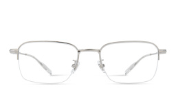 Shop MONTBLANC Half-Rim Rectangle Eyeglasses in Silver online.
