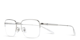 Shop MONTBLANC Half-Rim Rectangle Eyeglasses in Silver online.