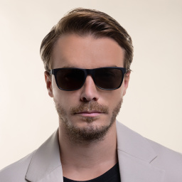 Shop MONTBLANC Rectangle Sunglasses in Black online.