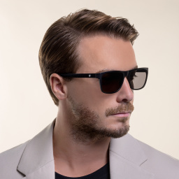 Shop MONTBLANC Rectangle Sunglasses in Black online.