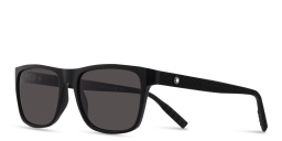 Shop MONTBLANC Rectangle Sunglasses in Black online.