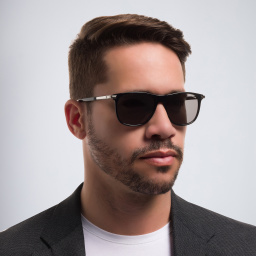 Shop MONTBLANC Rectangle Sunglasses in Black online.