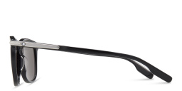 Shop MONTBLANC Rectangle Sunglasses in Black online.