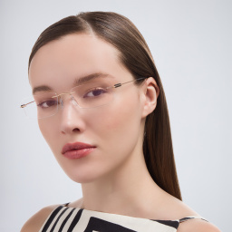 Silhouette Rimless Rectangle Eyeglasses in Gold – Product Photo 6