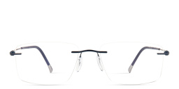 Silhouette Rimless Rectangle Eyeglasses in Blue – Product Photo 1