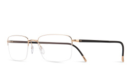 Shop Silhouette Half-Rim Rectangle Eyeglasses in Gold online.