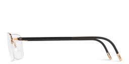 Shop Silhouette Half-Rim Rectangle Eyeglasses in Gold online.