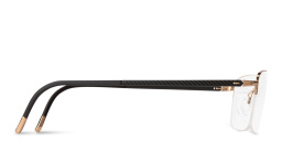 Shop Silhouette Half-Rim Rectangle Eyeglasses in Gold online.