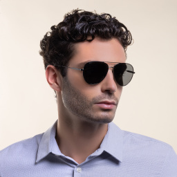 EYE'M Aviator Sunglasses in Gunmetal – Product Photo 6