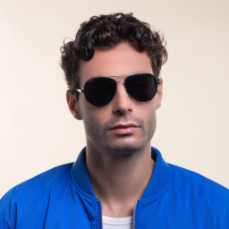 EYE'M Aviator Sunglasses in Silver – Product Photo 6