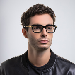 Shop BALMAIN Legion III Square Eyeglasses in Black online.
