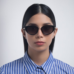 AKONI Athena Cat Eye Sunglasses in Black – Product Photo 5
