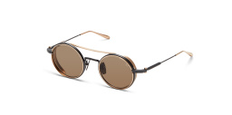 Shop AKONI Eris Unisex Round Sunglasses in Black online.