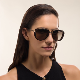 Shop AKONI Echo Aviator Sunglasses in Havana online.