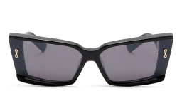 Shop AKONI Lynx Wide Cat Eye Sunglasses in Black online.