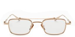 Shop AKONI Cassini Rectangle Eyeglasses in Gold online.