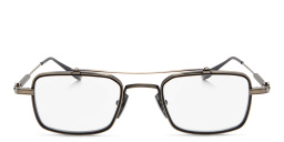 Shop AKONI Cassini Rectangle Eyeglasses in Silver online.
