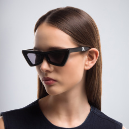 OFF WHITE Unisex Cat-Eye Sunglasses in Black – Product Photo 6