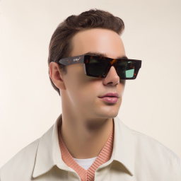 OFF WHITE Unisex Square Sunglasses in Havana – Product Photo 7