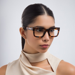OFF WHITE Unisex Square Eyeglasses in Havana – Product Photo 6