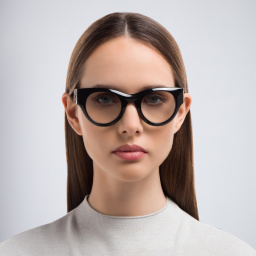 نظارات طبية دائرية للجنسين من أوف وايت بلون أسود - صورة المنتج 5