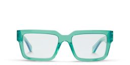Shop OFF WHITE Unisex Square Eyeglasses in Crystal Light Green online.