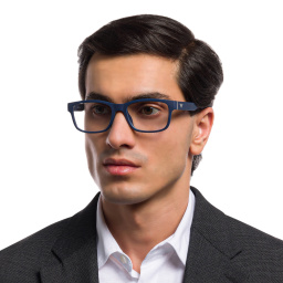 Shop Emporio Armani Wide Rectangle Eyeglasses in Matte Blue online.