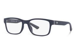 Shop Emporio Armani Wide Rectangle Eyeglasses in Matte Blue online.