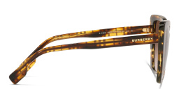 Shop BURBERRY Cat Eye Sunglasses in Top Check/Striped Brown online.