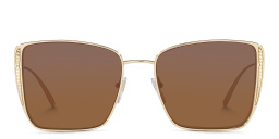 تسوق نظارة شمسية بإطار مربع بولغري بلون ذهبي فاتح أونلاين.