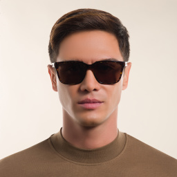 Shop BVLGARI Rectangle Sunglasses in Havana online.