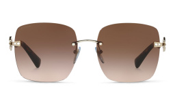Shop BVLGARI Rimless Square Sunglasses in Pale Gold online.