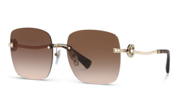 Shop BVLGARI Rimless Square Sunglasses in Pale Gold online.