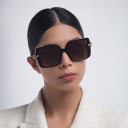 Shop BVLGARI Oversized Square Sunglasses in Black online.