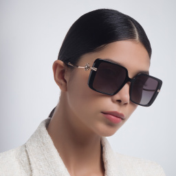 Shop BVLGARI Oversized Square Sunglasses in Black online.