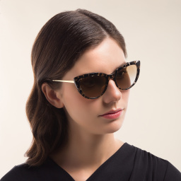 Shop Dolce & Gabbana Cat Eye Sunglasses in Cube Black/Gold online.