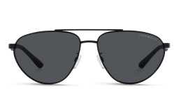 Shop Emporio Armani Aviator Sunglasses in Matte Black online.