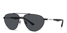 Shop Emporio Armani Aviator Sunglasses in Matte Black online.