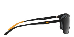 Shop Emporio Armani Rectangle Sunglasses in Matte Black online.