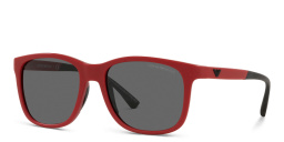 Shop Emporio Armani Kids Square Sunglasses in Matte Red online.