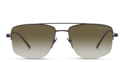 GIORGIO ARMANI Half Rim Rectangle Sunglasses in Matte Black – Product Photo 1