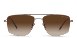 GIORGIO ARMANI Half Rim Rectangle Sunglasses in Matte Bronze – Product Photo 1