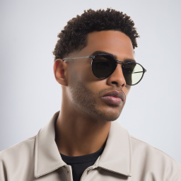 GIORGIO ARMANI Round Sunglasses in Black – Product Photo 6