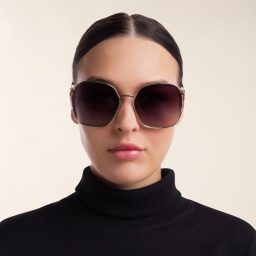 Shop MIU MIU Half Rim Irregular Sunglasses in Pale Gold online.