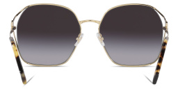 Shop MIU MIU Half Rim Irregular Sunglasses in Pale Gold online.