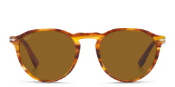 PERSOL Unisex Round Sunglasses in Striped Red – Product Photo 1