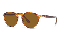 PERSOL Unisex Round Sunglasses in Striped Red – Product Photo 2