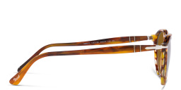 PERSOL Unisex Round Sunglasses in Striped Red – Product Photo 3